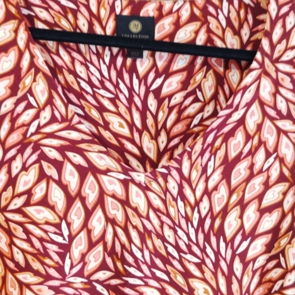 Coral/Rust Patterned Women's Tunic Top - Picture 3 of 4